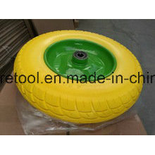 Heavy Duty Wheelbarrow 3.50-8 Yellow PU Wheels with Metal Rim